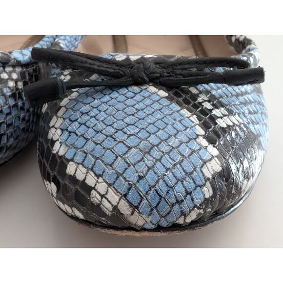 J.McLaughlin Embossed Blue Snake Print Leather Ballet Flats - 7.5 - Picture 6 of 8
